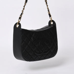 Very Good Condition CHANEL Chain One Shoulder Bag A20993 No. 10 Coco Mark Caviar Skin Moon View Gold Hardware Used 4a000062