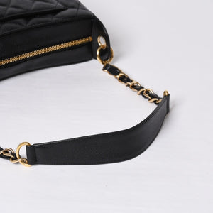 Very Good Condition CHANEL Chain One Shoulder Bag A20993 No. 10 Coco Mark Caviar Skin Moon View Gold Hardware Used 4a000062