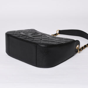 Very Good Condition CHANEL Chain One Shoulder Bag A20993 No. 10 Coco Mark Caviar Skin Moon View Gold Hardware Used 4a000062