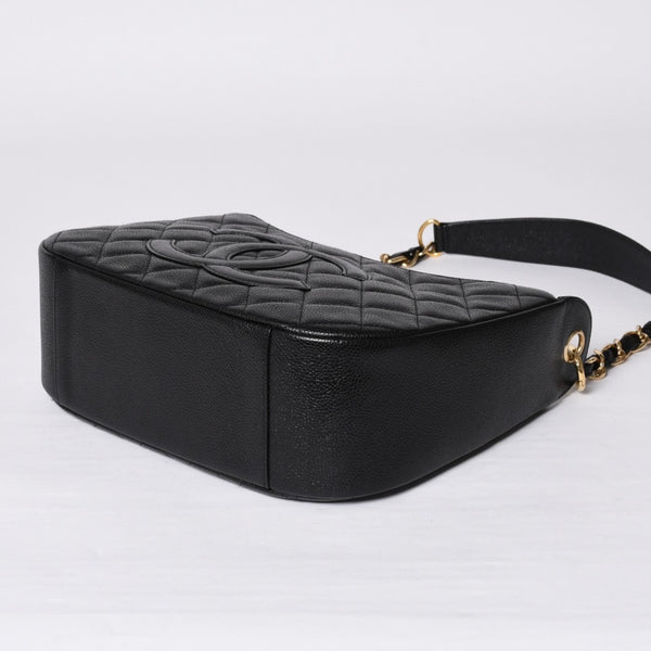 Very Good Condition CHANEL Chain One Shoulder Bag A20993 No. 10 Coco Mark Caviar Skin Moon View Gold Hardware Used 4a000062