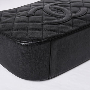 Very Good Condition CHANEL Chain One Shoulder Bag A20993 No. 10 Coco Mark Caviar Skin Moon View Gold Hardware Used 4a000062