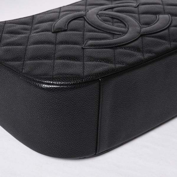 Very Good Condition CHANEL Chain One Shoulder Bag A20993 No. 10 Coco Mark Caviar Skin Moon View Gold Hardware Used 4a000062