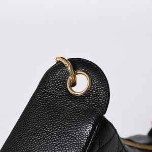 Very Good Condition CHANEL Chain One Shoulder Bag A20993 No. 10 Coco Mark Caviar Skin Moon View Gold Hardware Used 4a000062