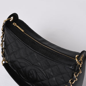 Very Good Condition CHANEL Chain One Shoulder Bag A20993 No. 10 Coco Mark Caviar Skin Moon View Gold Hardware Used 4a000062