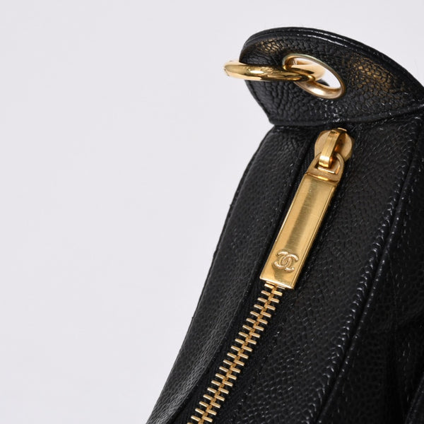 Very Good Condition CHANEL Chain One Shoulder Bag A20993 No. 10 Coco Mark Caviar Skin Moon View Gold Hardware Used 4a000062
