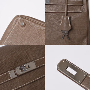 極美品 HERMES エルメス ケリー32 内縫い エトープ □R刻印 トリヨンクレマンス シルバー金具 ハンドバッグ 2WAY 中古 4b014157