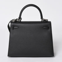 画像をギャラリービューアに読み込む, 極美品 HERMES エルメス KELLY ケリー 25 2WAY ハンドバッグ 外縫い エプソン ブラック シルバー金具 W刻印 中古 4b014156