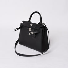 画像をギャラリービューアに読み込む, 極美品 HERMES エルメス KELLY ケリー 25 2WAY ハンドバッグ 外縫い エプソン ブラック シルバー金具 W刻印 中古 4b014156