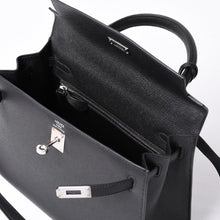 画像をギャラリービューアに読み込む, 極美品 HERMES エルメス KELLY ケリー 25 2WAY ハンドバッグ 外縫い エプソン ブラック シルバー金具 W刻印 中古 4b014156