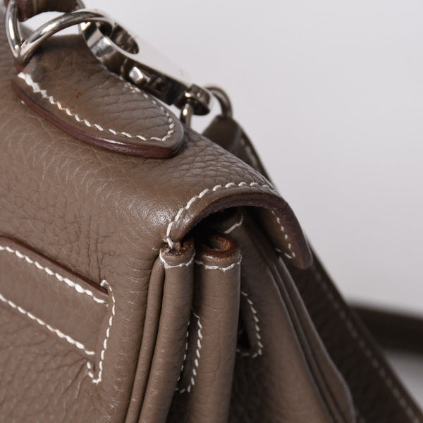 極美品 HERMES エルメス ケリー32 内縫い エトープ □R刻印 トリヨンクレマンス シルバー金具 ハンドバッグ 2WAY 中古 4b014157