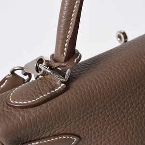 極美品 HERMES エルメス ケリー32 内縫い エトープ □R刻印 トリヨンクレマンス シルバー金具 ハンドバッグ 2WAY 中古 4b014157