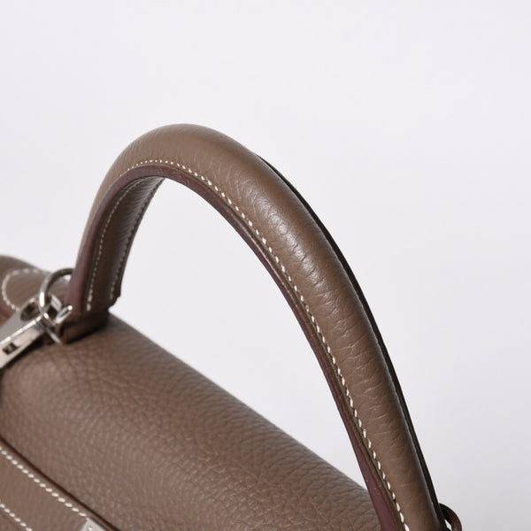 極美品 HERMES エルメス ケリー32 内縫い エトープ □R刻印 トリヨンクレマンス シルバー金具 ハンドバッグ 2WAY 中古 4b014157