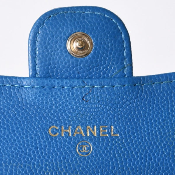 CHANEL シャネル チェーンウォレット コインケース AP0238 30番台 ココマーク キャビアスキン ブルー 美品 中古 4b014174