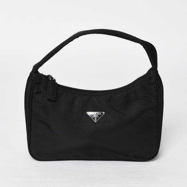 Very Good Condition PRADA Hobo One Shoulder Bag MV515 Triangle Logo Triangle Logo Plate Nylon Black Used 4a000054