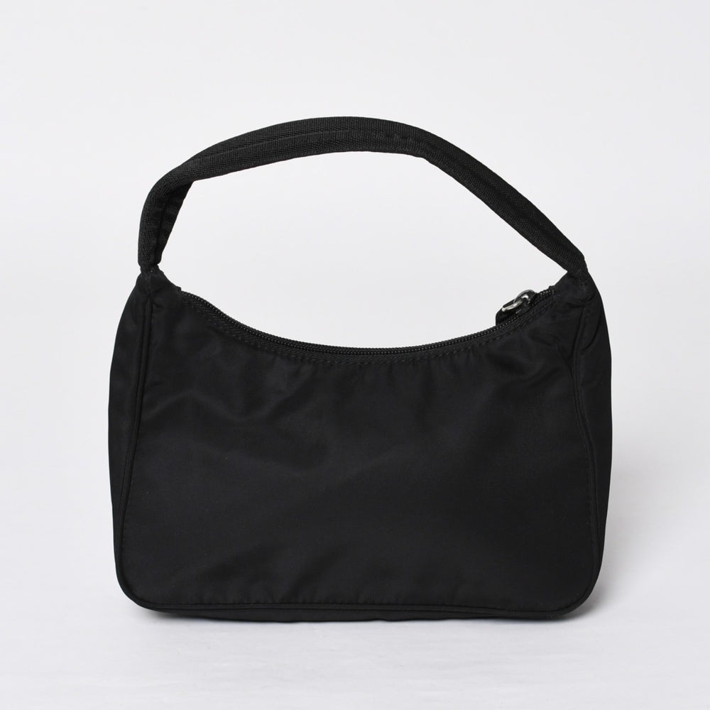 極美品 PRADA プラダ ホーボー ワンショルダーバッグ MV515 トライアングルロゴ 三角ロゴプレート ナイロン ブラック 中古 4a000054