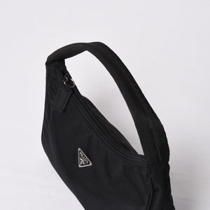 Very Good Condition PRADA Hobo One Shoulder Bag MV515 Triangle Logo Triangle Logo Plate Nylon Black Used 4a000054