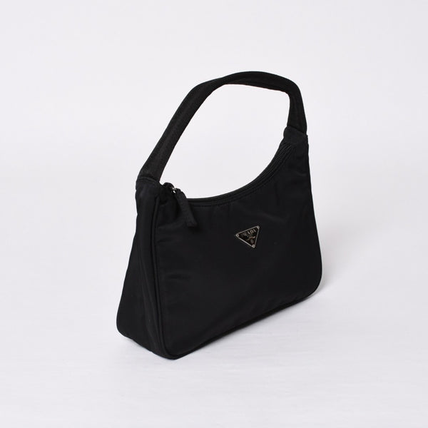 Very Good Condition PRADA Hobo One Shoulder Bag MV515 Triangle Logo Triangle Logo Plate Nylon Black Used 4a000054