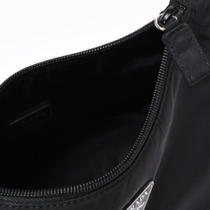 Very Good Condition PRADA Hobo One Shoulder Bag MV515 Triangle Logo Triangle Logo Plate Nylon Black Used 4a000054