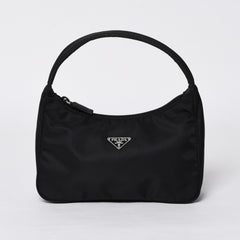 Very Good Condition PRADA Hobo One Shoulder Bag MV515 Triangle Logo Triangle Logo Plate Nylon Black Used 4a000053
