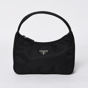 Very Good Condition PRADA Hobo One Shoulder Bag MV515 Triangle Logo Triangle Logo Plate Nylon Black Used 4a000053