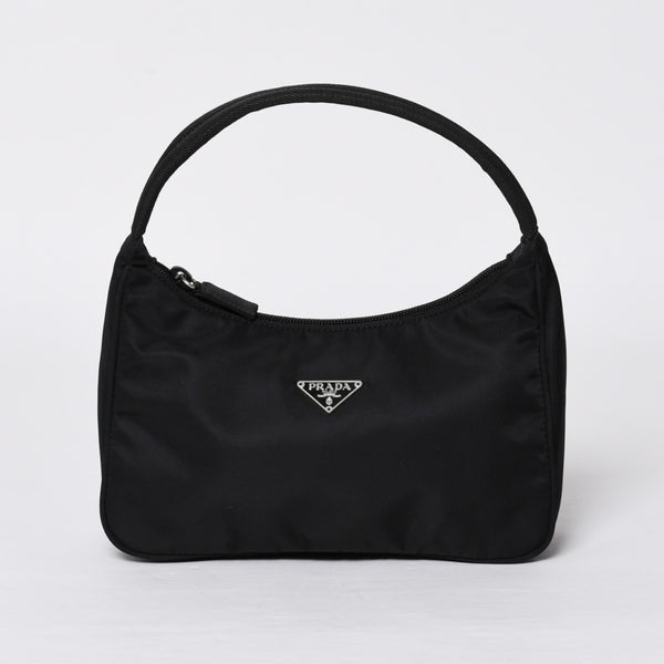 Very Good Condition PRADA Hobo One Shoulder Bag MV515 Triangle Logo Triangle Logo Plate Nylon Black Used 4a000053