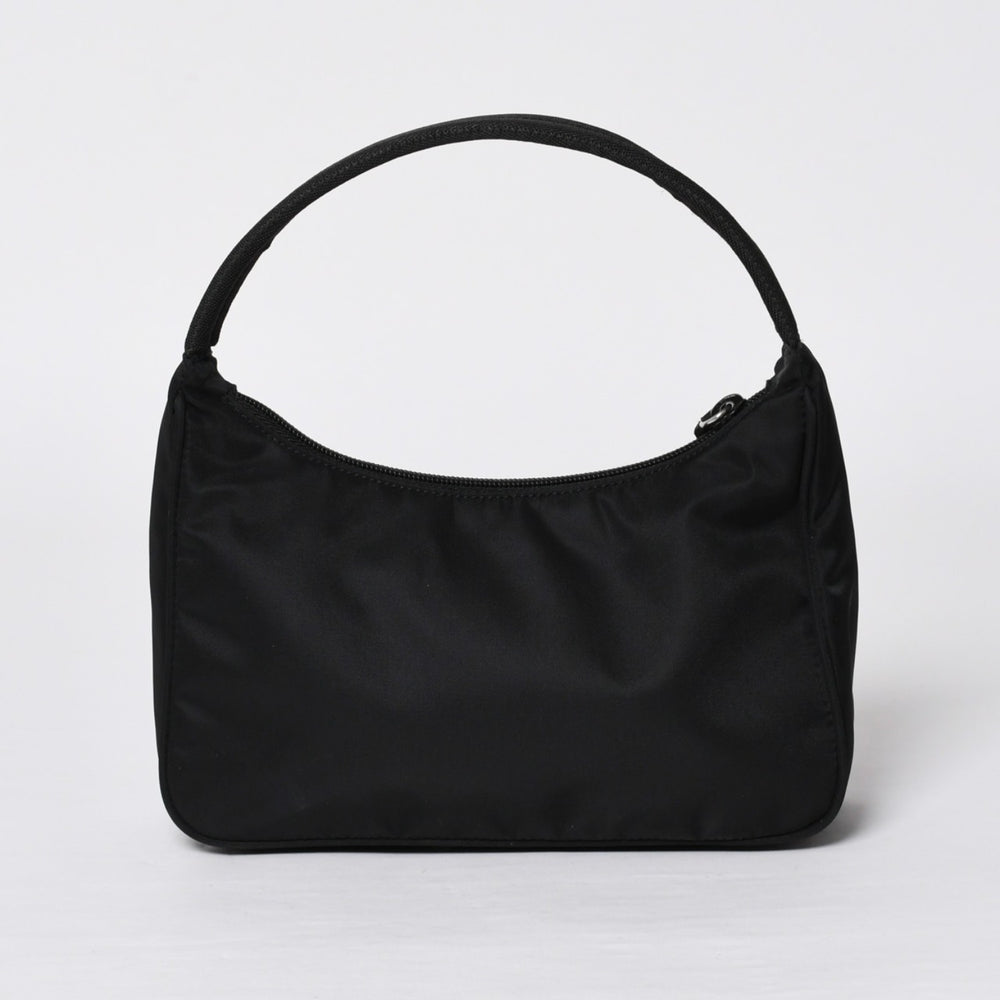 極美品 PRADA プラダ ホーボー ワンショルダーバッグ MV515 トライアングルロゴ 三角ロゴプレート ナイロン ブラック 中古 4a000053