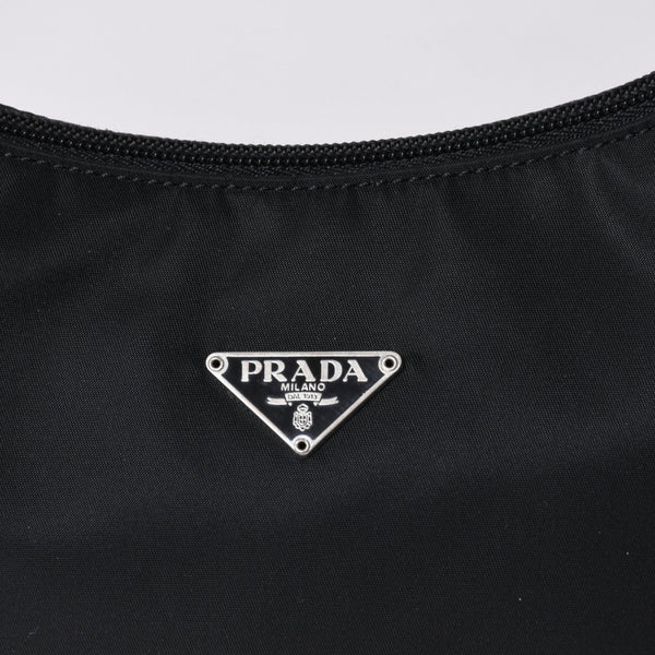 Very Good Condition PRADA Hobo One Shoulder Bag MV515 Triangle Logo Triangle Logo Plate Nylon Black Used 4a000053