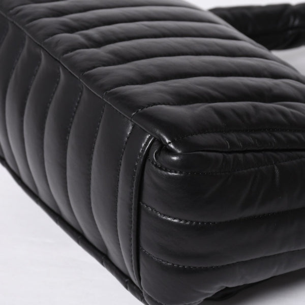 Very Good Condition BALENCIAGA Monaco Shoulder Bag 787896 2AA7Z Black Silver Hardware Calfskin Used 4a000048