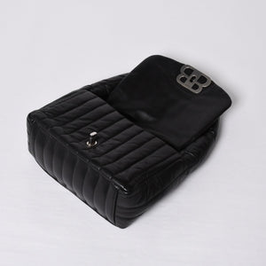 Very Good Condition BALENCIAGA Monaco Shoulder Bag 787896 2AA7Z Black Silver Hardware Calfskin Used 4a000048
