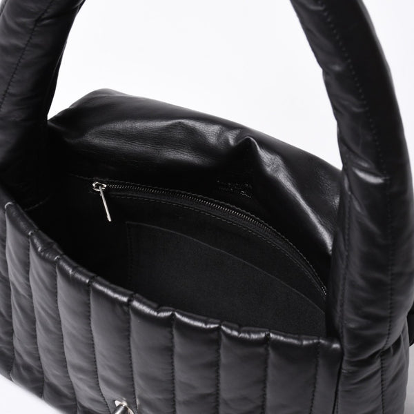 Very Good Condition BALENCIAGA Monaco Shoulder Bag 787896 2AA7Z Black Silver Hardware Calfskin Used 4a000048
