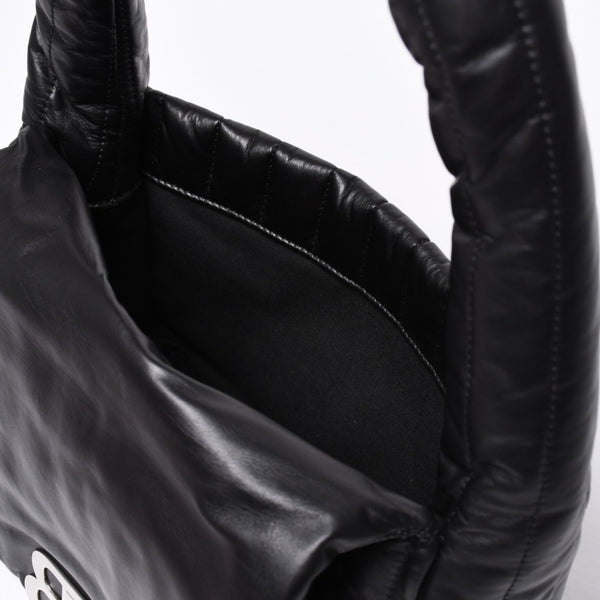 Very Good Condition BALENCIAGA Monaco Shoulder Bag 787896 2AA7Z Black Silver Hardware Calfskin Used 4a000048