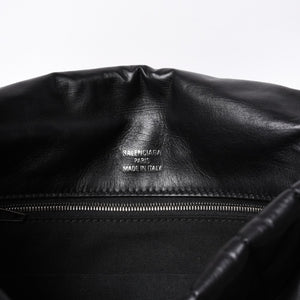 Very Good Condition BALENCIAGA Monaco Shoulder Bag 787896 2AA7Z Black Silver Hardware Calfskin Used 4a000048