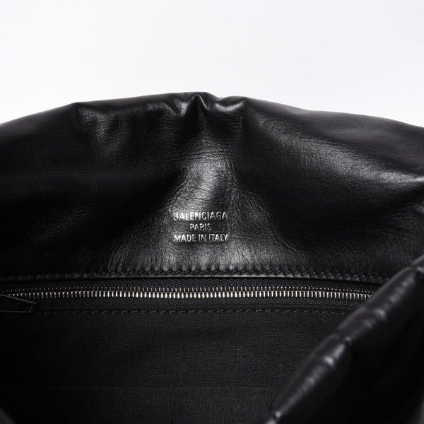 Very Good Condition BALENCIAGA Monaco Shoulder Bag 787896 2AA7Z Black Silver Hardware Calfskin Used 4a000048