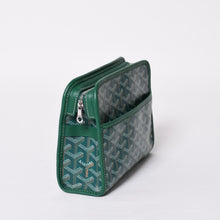 画像をギャラリービューアに読み込む, 新品同様品 GOYARD ゴヤール ジュバンスPM クラッチバッグ グリーン PVC レザー シルバー金具 中古 4b014187