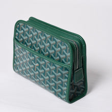 画像をギャラリービューアに読み込む, 新品同様品 GOYARD ゴヤール ジュバンスPM クラッチバッグ グリーン PVC レザー シルバー金具 中古 4b014187