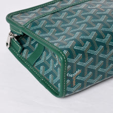 画像をギャラリービューアに読み込む, 新品同様品 GOYARD ゴヤール ジュバンスPM クラッチバッグ グリーン PVC レザー シルバー金具 中古 4b014187