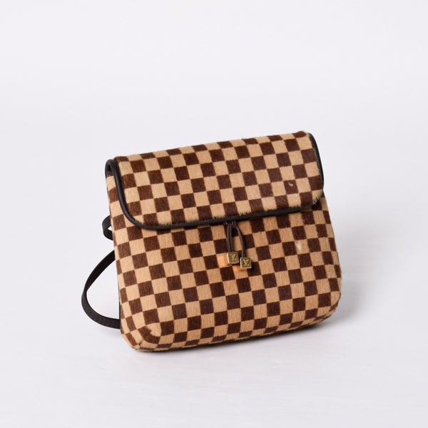 LOUIS VUITTON ルイヴィトン ダミエソバージュ ガゼル クロスボディーバッグ M92130 ハラコ ブラウン 美品 中古 4b014198