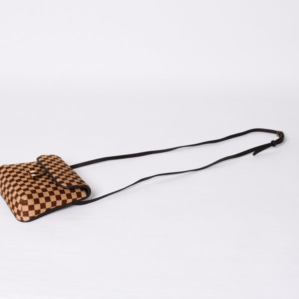 LOUIS VUITTON ルイヴィトン ダミエソバージュ ガゼル クロスボディーバッグ M92130 ハラコ ブラウン 美品 中古 4b014198