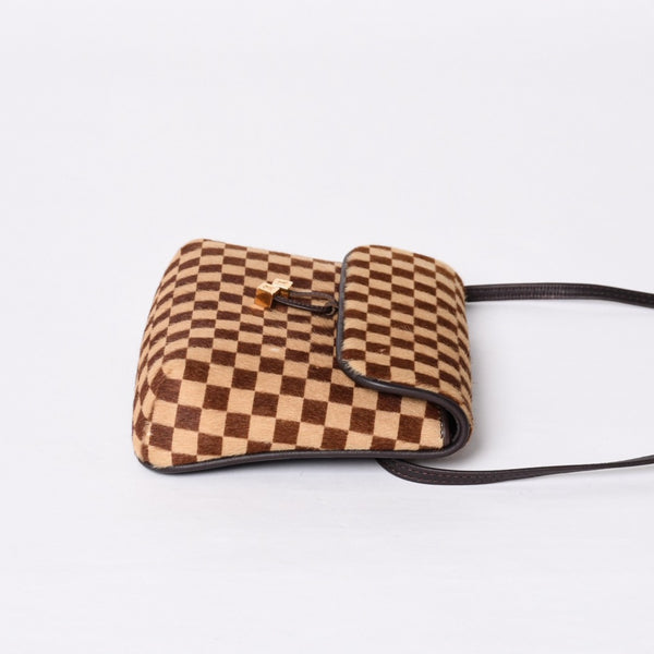 LOUIS VUITTON ルイヴィトン ダミエソバージュ ガゼル クロスボディーバッグ M92130 ハラコ ブラウン 美品 中古 4b014198