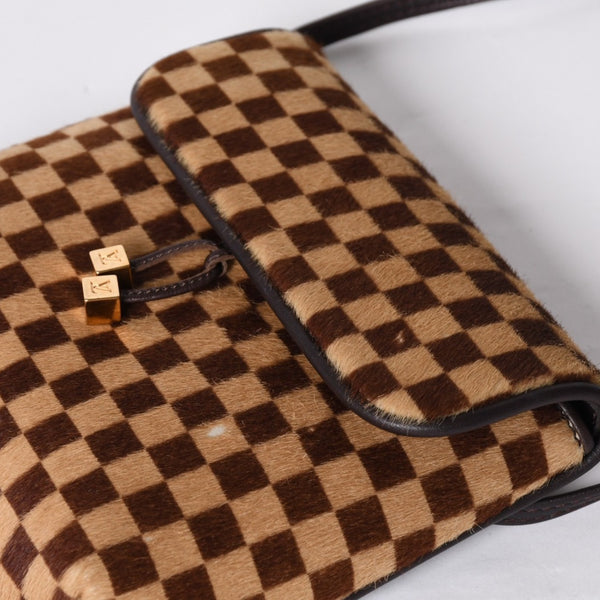 LOUIS VUITTON ルイヴィトン ダミエソバージュ ガゼル クロスボディーバッグ M92130 ハラコ ブラウン 美品 中古 4b014198