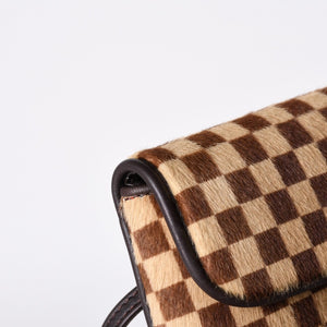 LOUIS VUITTON ルイヴィトン ダミエソバージュ ガゼル クロスボディーバッグ M92130 ハラコ ブラウン 美品 中古 4b014198