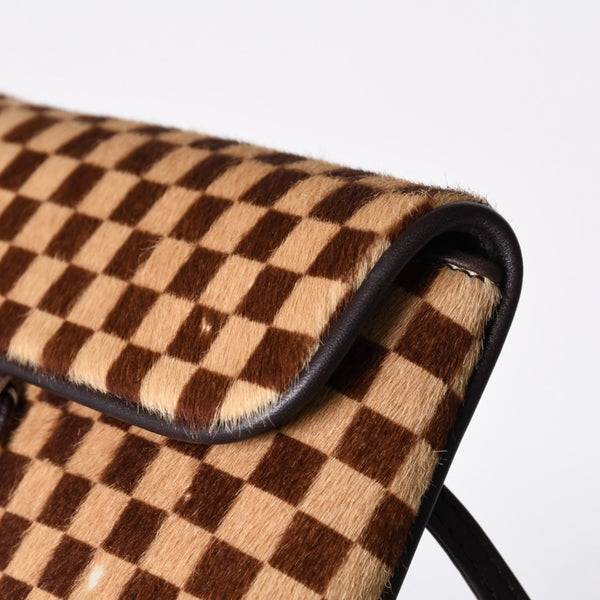 LOUIS VUITTON ルイヴィトン ダミエソバージュ ガゼル クロスボディーバッグ M92130 ハラコ ブラウン 美品 中古 4b014198