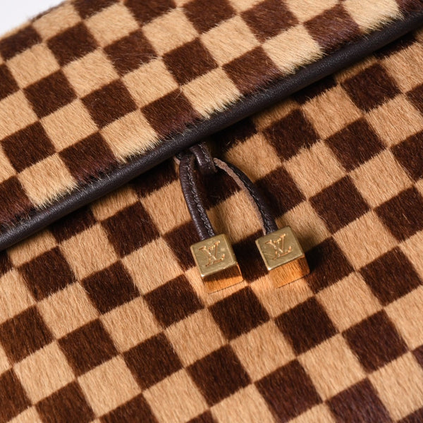 LOUIS VUITTON ルイヴィトン ダミエソバージュ ガゼル クロスボディーバッグ M92130 ハラコ ブラウン 美品 中古 4b014198