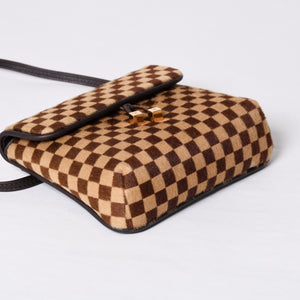 LOUIS VUITTON ルイヴィトン ダミエソバージュ ガゼル クロスボディーバッグ M92130 ハラコ ブラウン 美品 中古 4b014198
