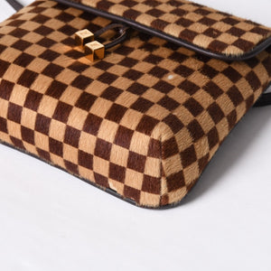 LOUIS VUITTON ルイヴィトン ダミエソバージュ ガゼル クロスボディーバッグ M92130 ハラコ ブラウン 美品 中古 4b014198