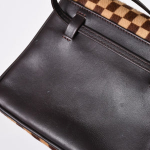 LOUIS VUITTON ルイヴィトン ダミエソバージュ ガゼル クロスボディーバッグ M92130 ハラコ ブラウン 美品 中古 4b014198