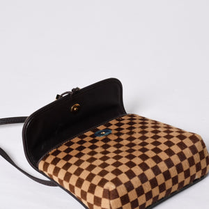 LOUIS VUITTON ルイヴィトン ダミエソバージュ ガゼル クロスボディーバッグ M92130 ハラコ ブラウン 美品 中古 4b014198