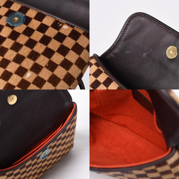 LOUIS VUITTON ルイヴィトン ダミエソバージュ ガゼル クロスボディーバッグ M92130 ハラコ ブラウン 美品 中古 4b014198