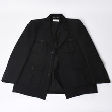 画像をギャラリービューアに読み込む, SAINT LAURENT PARIS サンローランパリ 23SS ウールテーラードジャケット 731986 サイズ52 マルチポケット ブラック 美品 中古 4b014072