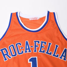 画像をギャラリービューアに読み込む, 極美品 Mitchell &amp; Ness ミッチェルアンドネス JAY-Z Aoc-A-Fella Records ロッカフェラ・レコーズ コラボ ゲームシャツ RN#106371 オレンジ 中古 4b014153